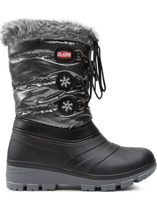 Eolo Youth MDC546 Kids Snow Boots with Laces Gray