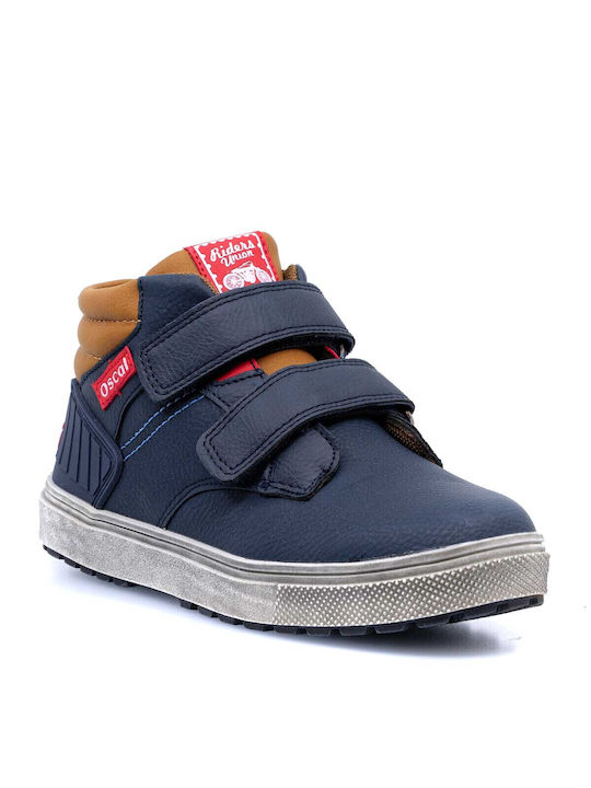 Oscal Kids Leather Anatomic Boots with Hoop & Loop Closure Navy Blue