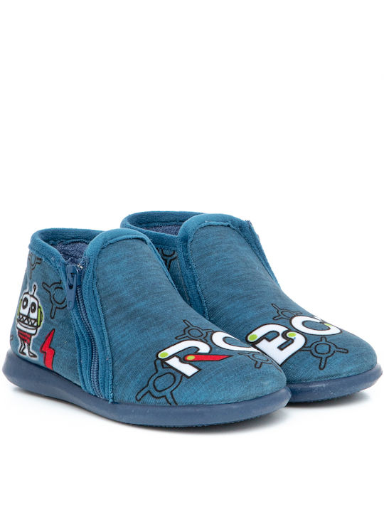 Adam's Shoes Ανατομικές Παιδικές Παντόφλες Μποτάκια Γαλάζιες