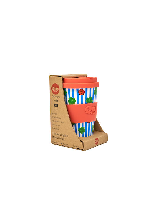 QuyCup Lucky Κούπα Μπαμπού με Καπάκι Πορτοκαλί 400ml