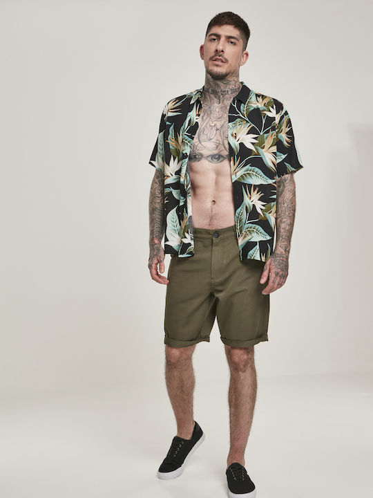 Short-sleeved Shirt in Wide Line Floral Green