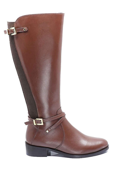 Remake Leather Riding Boots with Zipper Tabac Brown