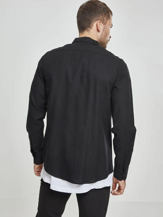 Urban Classics TB297 Cămașă Bărbătească Cu mânecă lungă Flanel Monocrom Negru