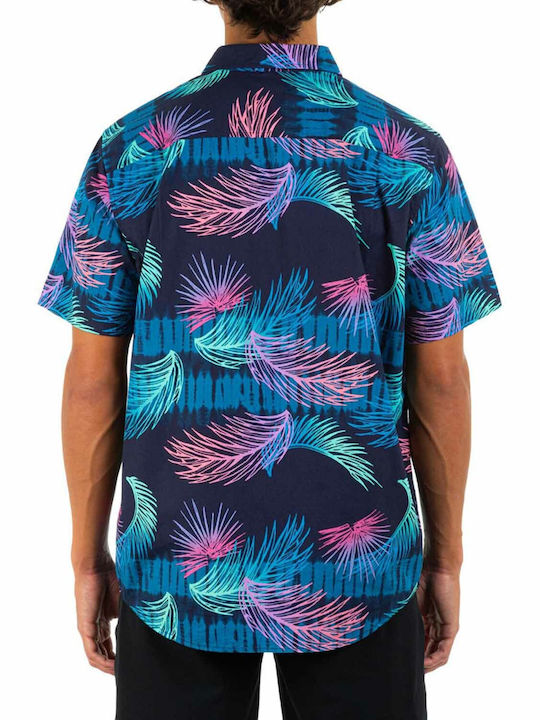 Hurley Organic Redondo Obsidian Men's Shirt Short Sleeve Cotton Floral Blue