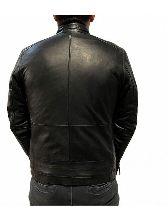 BO-COOPER MEN'S LEATHER BIKER BLACK