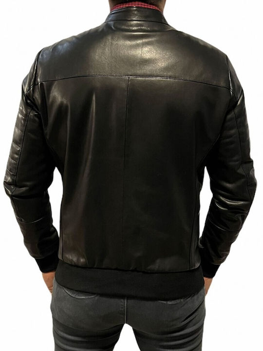 TEO MEN'S LEATHER BOMBER BLACK