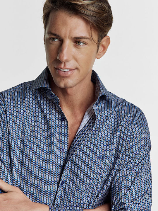 Long-sleeved Cotton Shirt Navy Blue