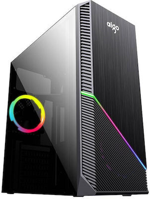 Aigo Rainbow 1 Midi Tower Computer Case with Window Panel and RGB Lighting Black