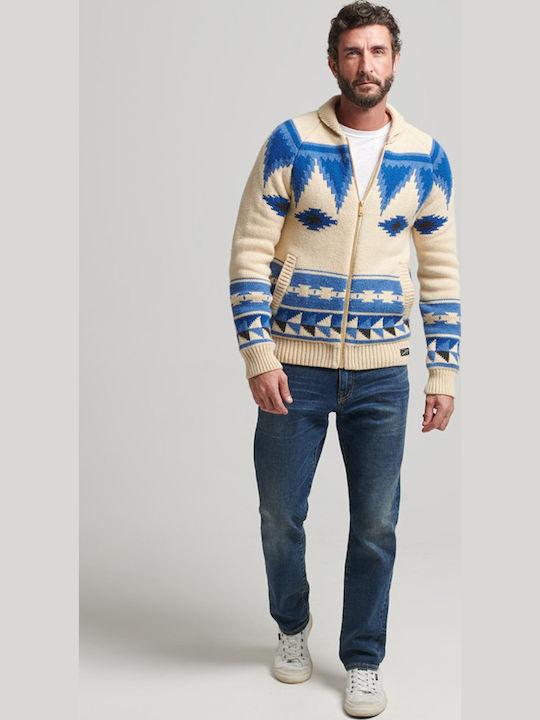 D2 Vintage Shawl Men's Knitted Cardigan Beige