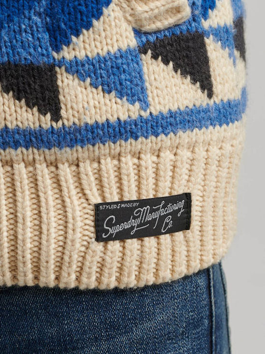 D2 Vintage Shawl Men's Knitted Cardigan Beige