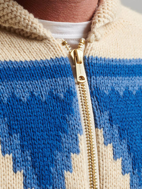 D2 Vintage Shawl Men's Knitted Cardigan Beige