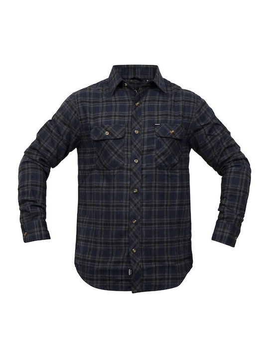 Langärmlig Flanell Hemd Geprüft Marineblau