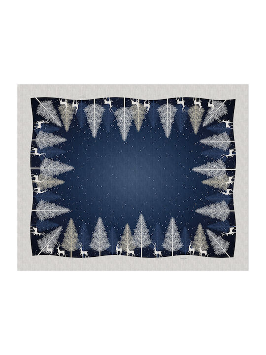 Saint Clair Weihnachts- Geflochtenes Tischtuch Kunststoff Blau B220xL145cm. 1Stück