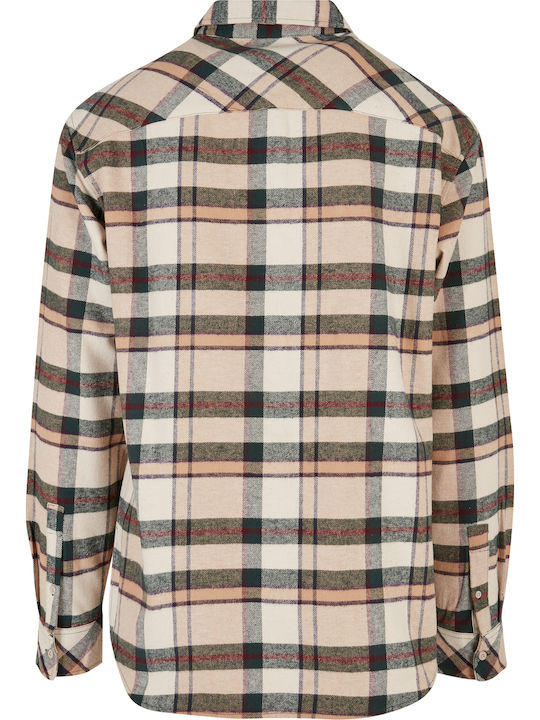 Μακρυμάνικo Φανελένιο Overshirt Καρό Soft Sea Grass / Bottle Green