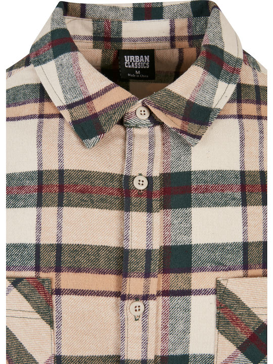 Μακρυμάνικo Φανελένιο Overshirt Καρό Soft Sea Grass / Bottle Green