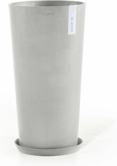 Ecopots Amsterdam Mid High Γλάστρα Πλαστική White Grey 34x34x66εκ.