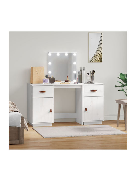 Makeup Dressing Table of Solid Wood Λευκό with Mirror 40x50x75cm