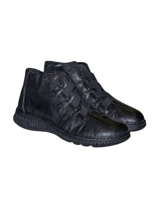 Adam's Shoes Leather Women's Ankle Boots Platform Black