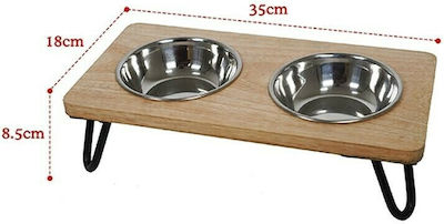 Rosewood Wooden Double Diner Metallnapf für Katzen Futter Silber mit Gestell 2 Sitze von 350ml