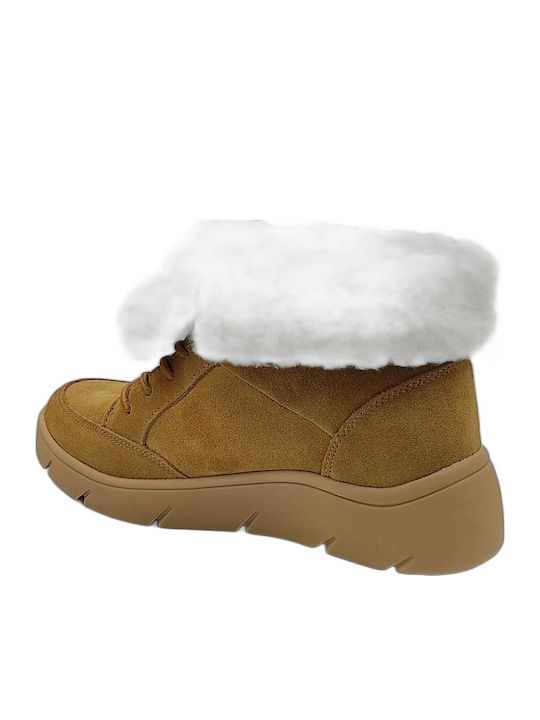 Stelvio Suede Γυναικεία Μποτάκια Αστραγάλου με Μεσαίο Τακούνι & Γούνα Ταμπά