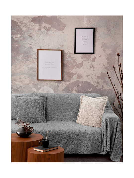 Madi Διακοσμητική Μαξιλαροθήκη Rubble από Γούνα Grey 45x45εκ.