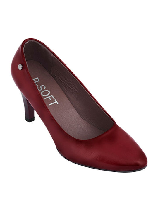 B-Soft Synthetic Leather Burgundy Medium Heels