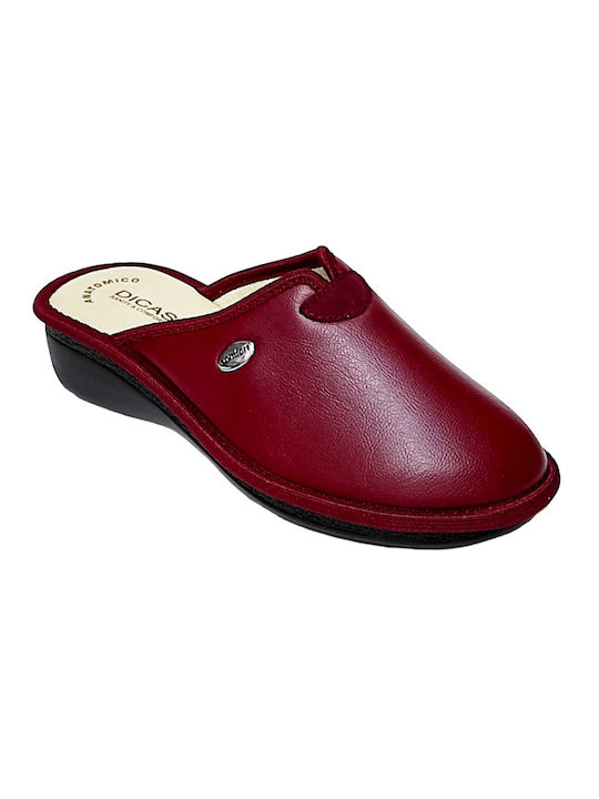 Dicas Leather Women's Slipper In Burgundy Colour