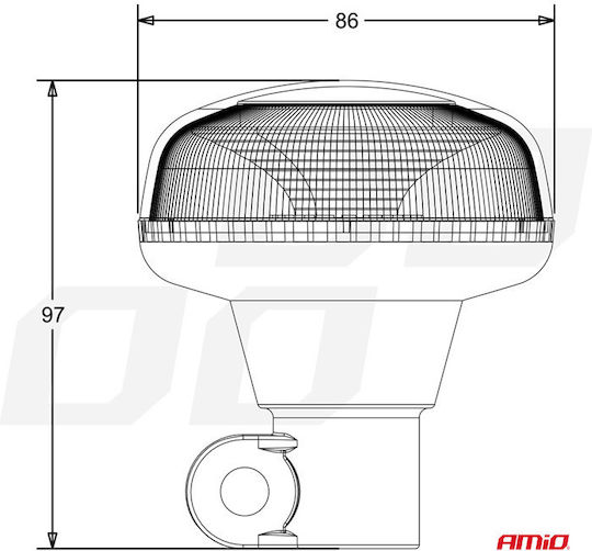 AMiO Auto-Leuchtturm LED 12 / 24V Wasserdicht mit Orange Beleuchtung