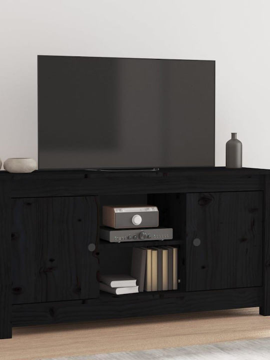 TV Stand from Solid Wood Black Velvet-Black Metal L103xW36.5xH52cm