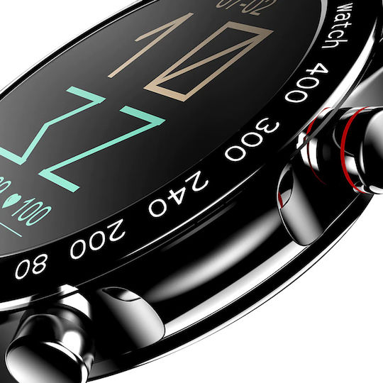 HiFuture FutureGo Pro Stainless Steel 46mm Αδιάβροχο Smartwatch με Παλμογράφο (Μαύρο)