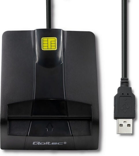 Qoltec Интелигентен Smart ID Chip SCR-0634 Кард Рийдър USB 3.2 Type-C за SmartCard