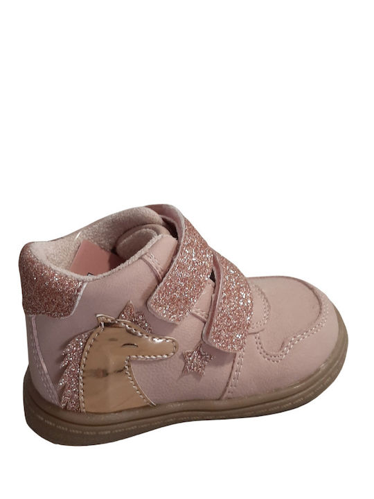 Oscal Kids Leather Anatomic Boots with Hoop & Loop Closure Pink