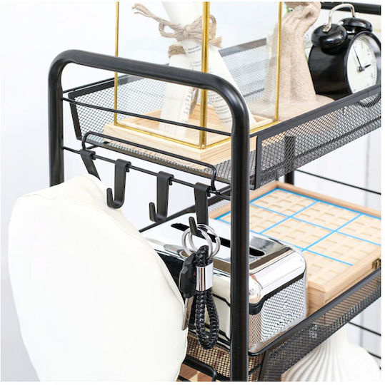 HomCom Metallic Kitchen Trolley 5 Tiers Black 45x26.5x106cm