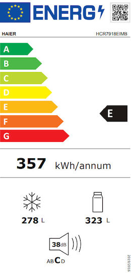 Haier Ψυγείο Ντουλάπα 601lt NoFrost Υ177.5xΠ90.8xΒ75εκ. Γκρι HCR7918EIMB