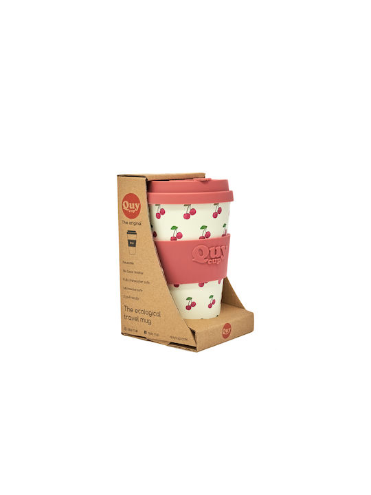 QuyCup Ciliegia Tasse Bamboo mit Deckel Beige 400ml RPETBAMB40-041 1Stück