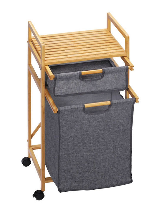 HomCom Collapsible Bamboo Laundry Basket 42x35x84.5cm Gray