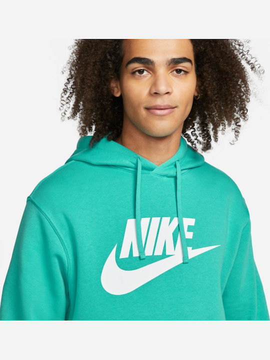 Club Sweatshirt Fleece with Hood Turquoise