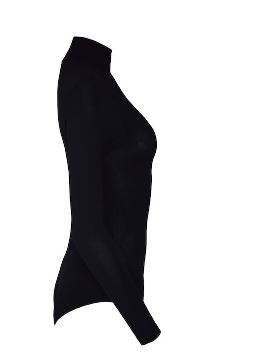 Lingerie Long Sleeve Turtleneck Bodysuit Black