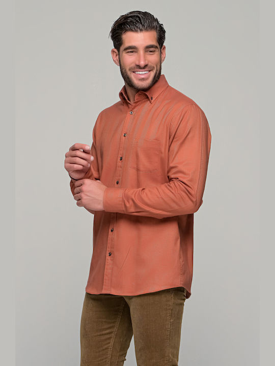 Olymp Men's Shirt Long Sleeve Flannel Orange