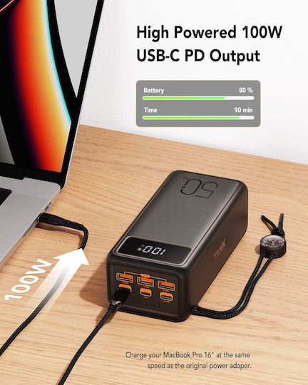 Veger Tank Boost Power Bank 56000mAh 100W με 3 Θύρες USB-A και 2 Θύρες USB-C Power Delivery Μαύρο