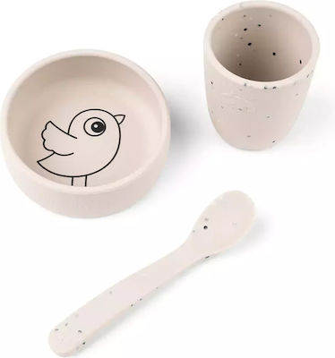 Done by Deer Feeding Set Birdee made of Silicone Beige 3pcs