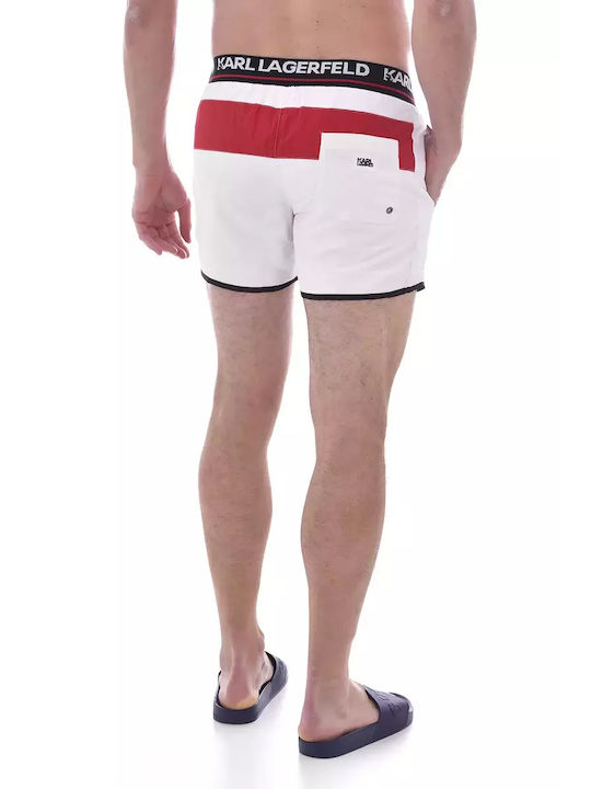 Karl Lagerfeld Herren Badebekleidung Shorts Weiß Gestreift