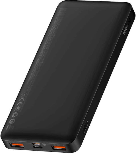 Baseus Bipow Overseas Edition Power Bank 10000mAh 20W με 2 Θύρες USB-A και Θύρα USB-C Μαύρο