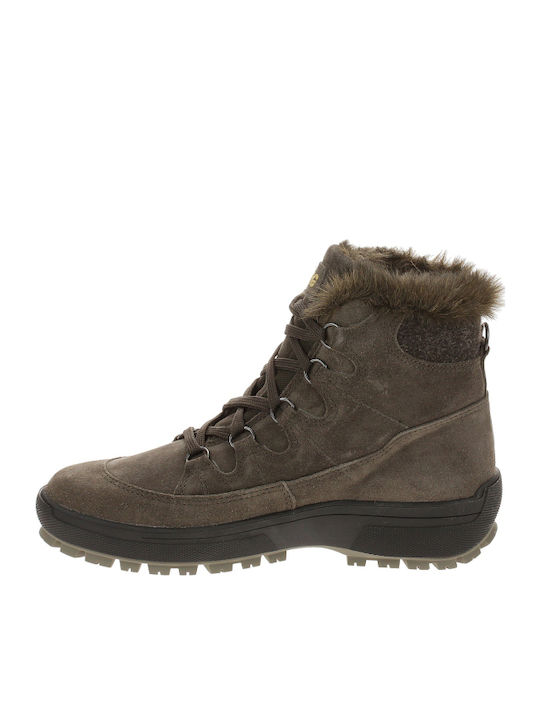Suede Snow Boots with Laces & Fur Venere Tex Brown