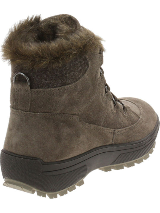Suede Snow Boots with Laces & Fur Venere Tex Brown