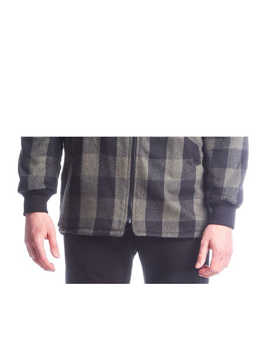 Ανδρική Ζακέτα Fleece με Κουκούλα Χακί