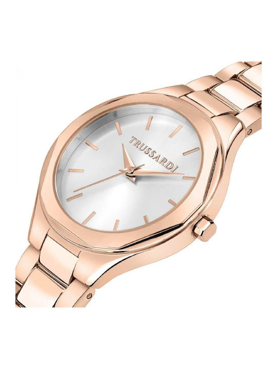 Trussardi T-small Γυναικείο Ρολόι 30mm Μπαταρίας με Ροζ Χρυσό Μεταλλικό Μπρασελέ