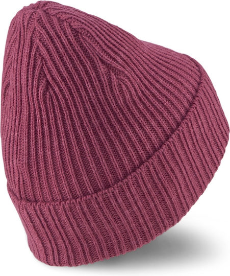 Beanie Frauen Beanie mit Rippstrick in Fuchsie Farbe
