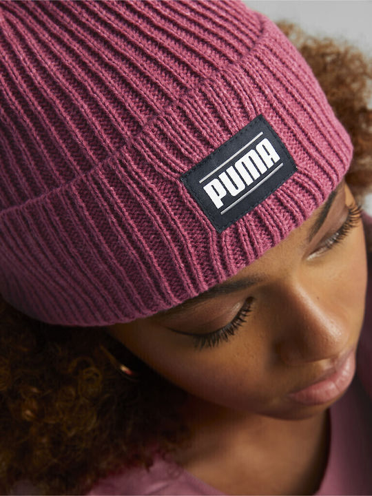 Beanie Γυναικείος Σκούφος με Rib Πλέξη σε Φούξια χρώμα