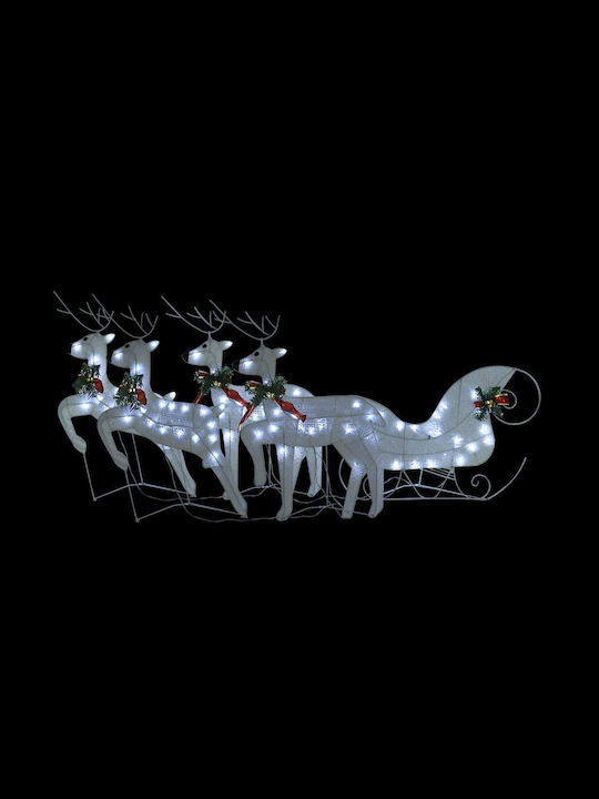 vidaXL Christmas Metal Illuminated Reindeer Figure White